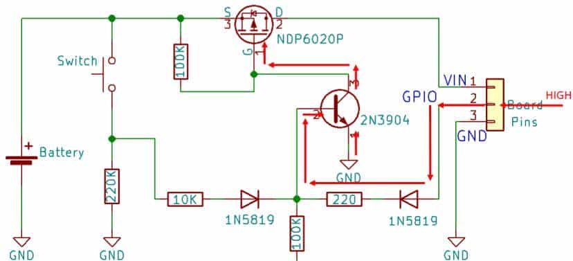 ESP32、ESP8266、Arduino 的锁存电源开关电路（自动关机电路）