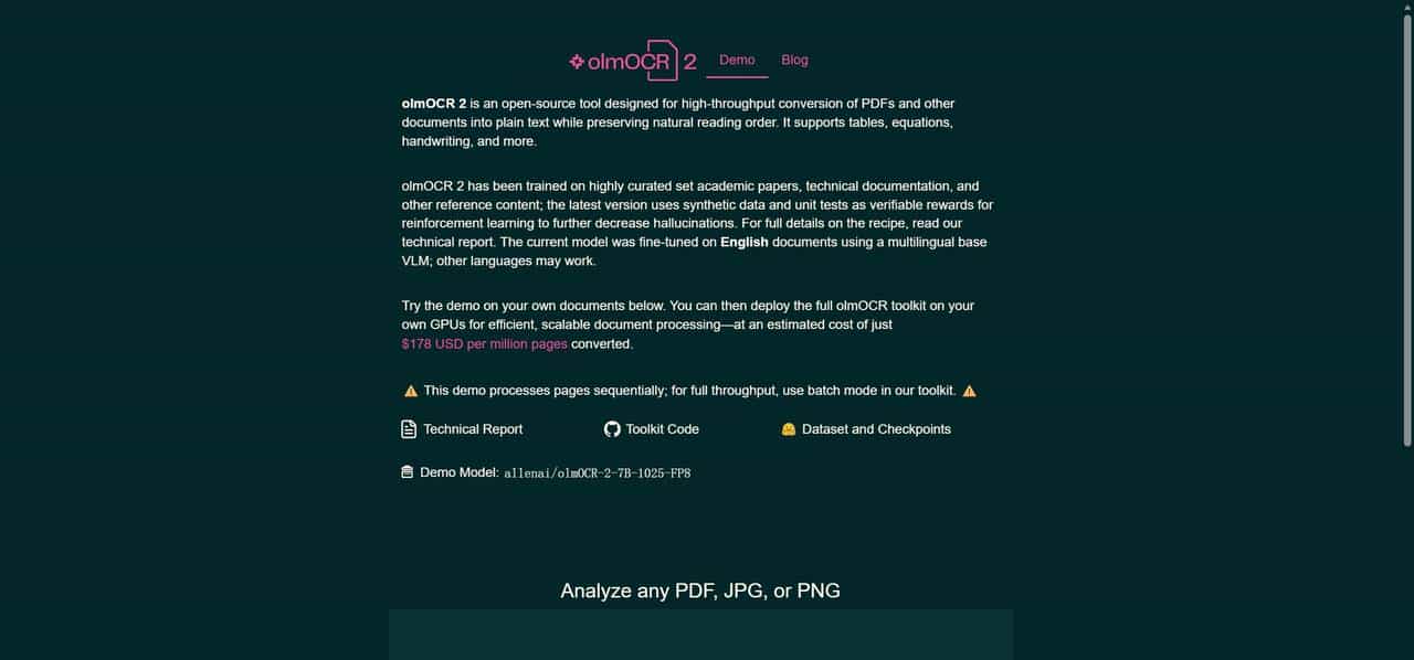 olmOCR：PDF 转文本，复杂格式精准识别无压力