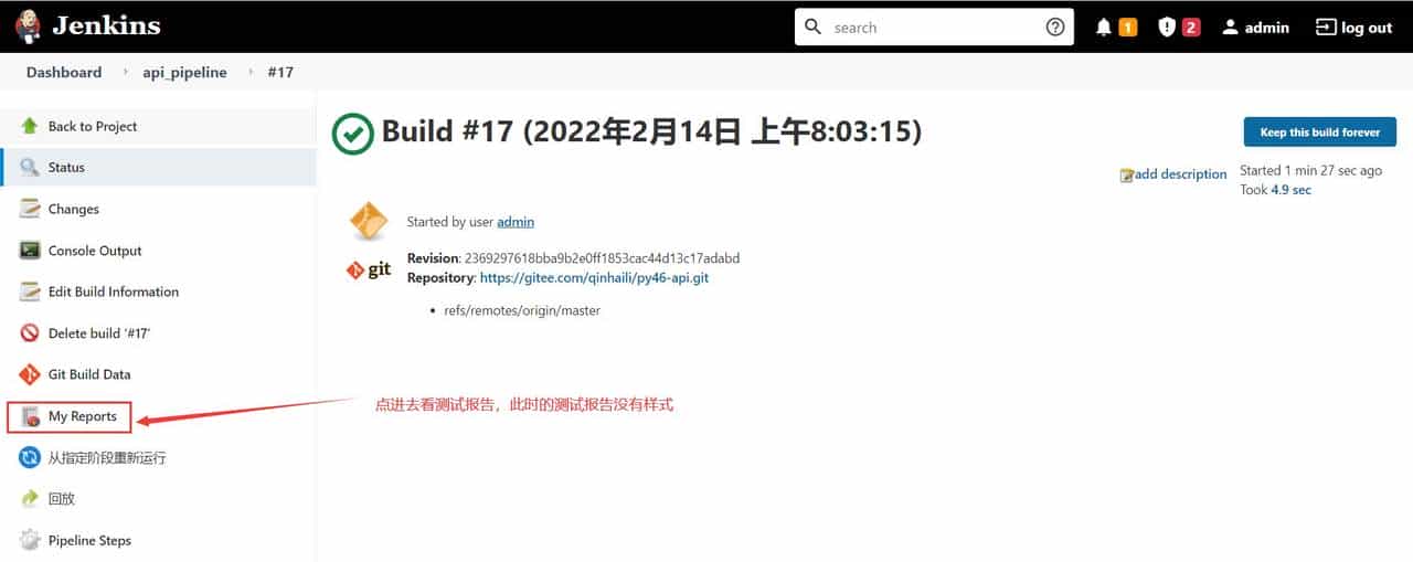 Docker+jenkins 运行 python 自动化