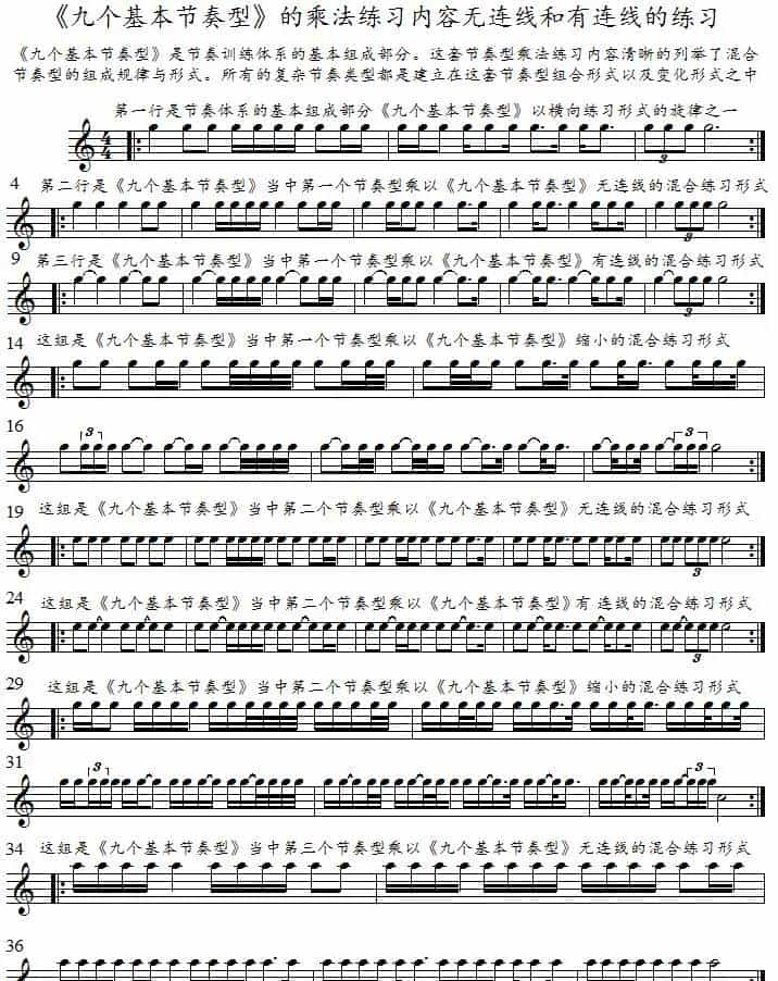 "Nine basic rhythm patterns" ---"Nine basic rhythm type“ 《九个基本节奏型》的名称、特点、特性及练习要求介绍