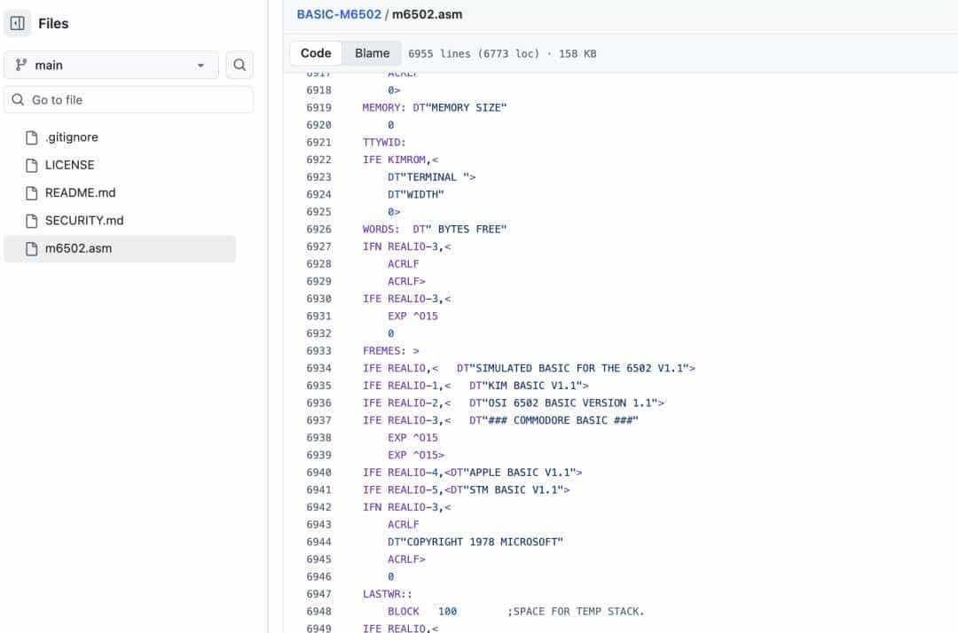 48年前的传奇代码重现！微软开源6955行比尔·盖茨联合开发的BASIC解释器，首日狂揽1.5k Star
