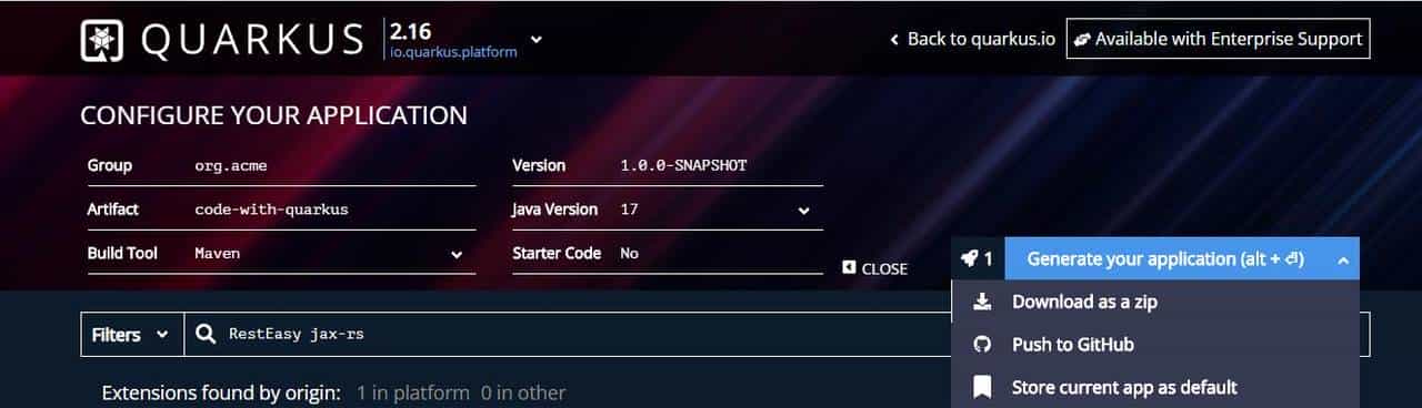 创建第一个Quarkus应用程序