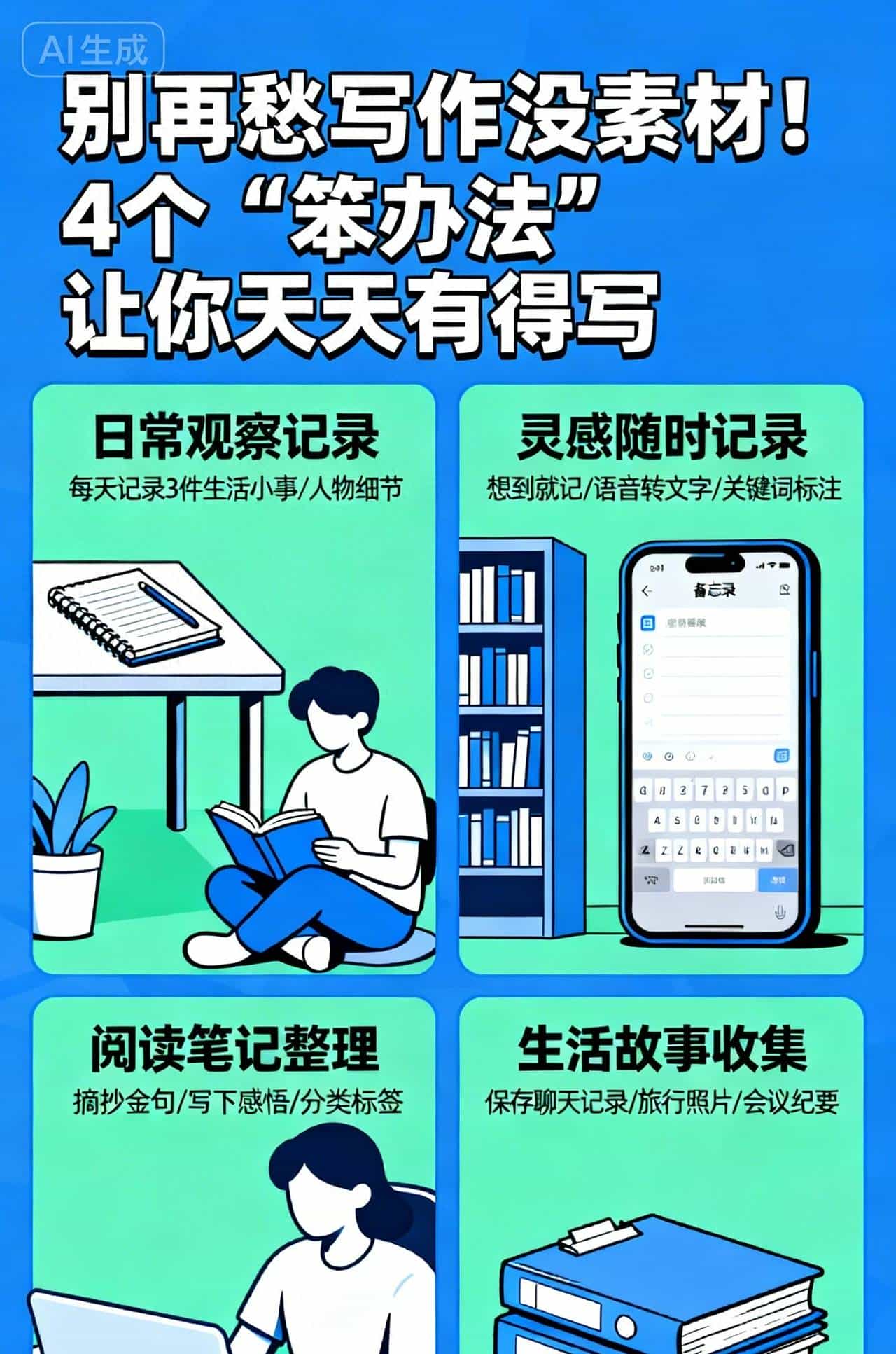 别再愁写作没素材！4个“笨办法”，让你天天有得写