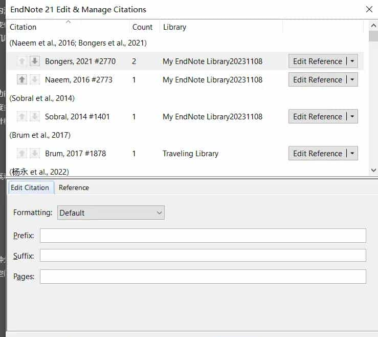 Endnote标记正文中Citation为蓝色