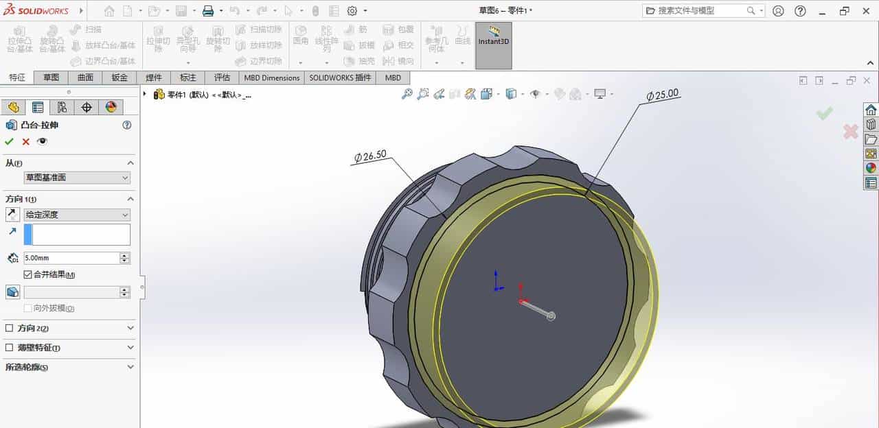 solidworks指示灯（德力西电气LD11-25 ）建模练习