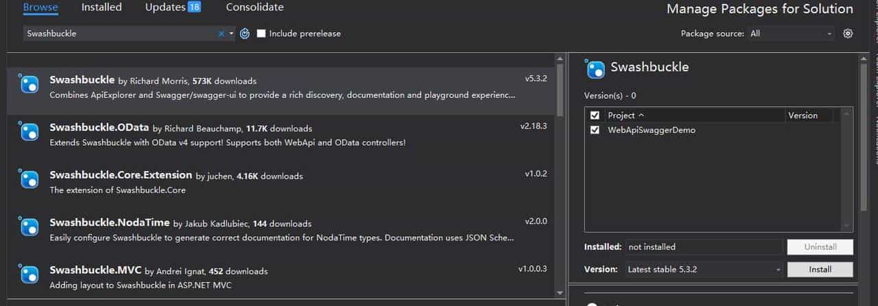 WebApi 集成 Swagger