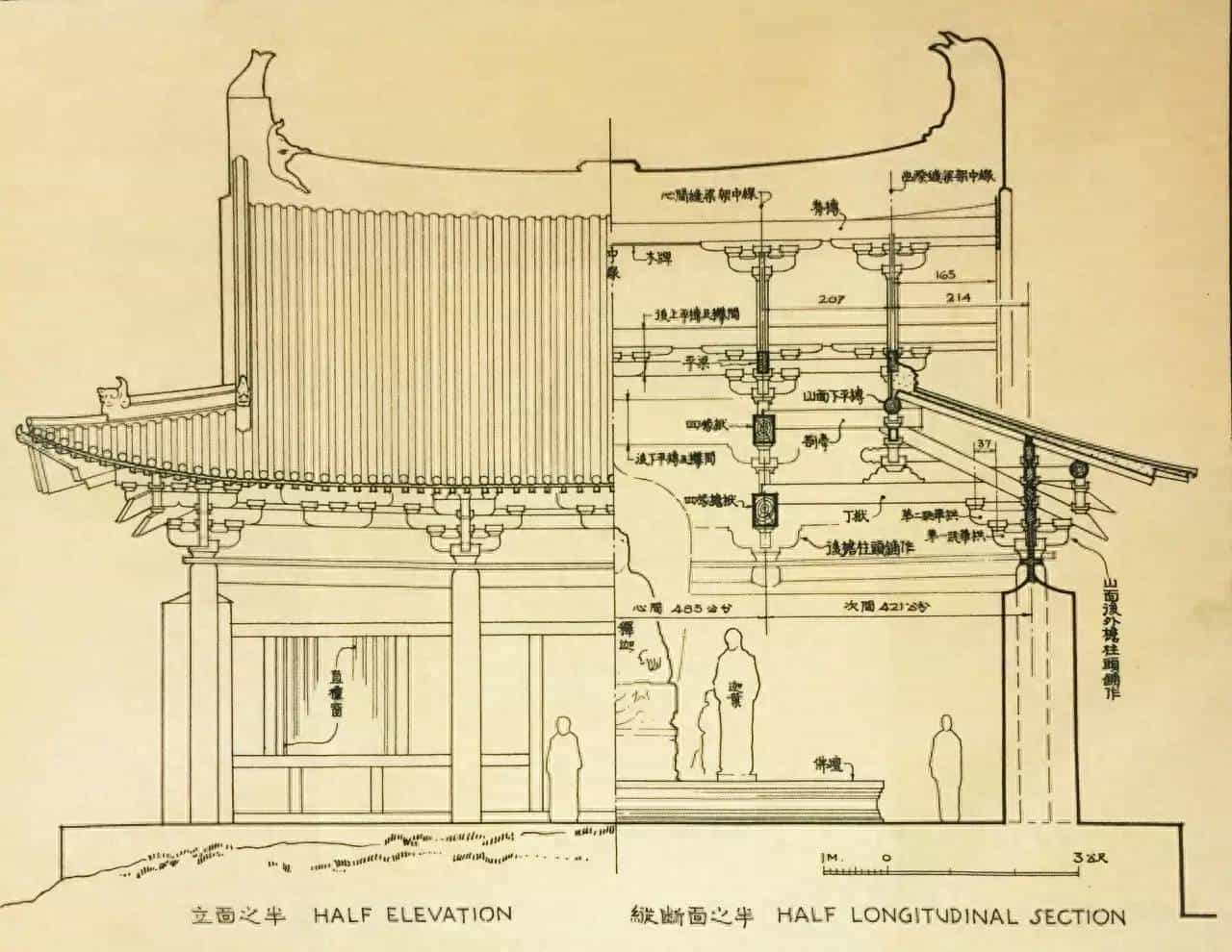 大师梁思成古建筑手绘稿:当时没有CAD,但精美程度令人叹为观止