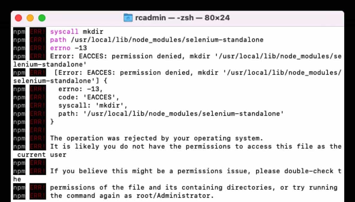 小知识点：npm install -g 遇到权限问题