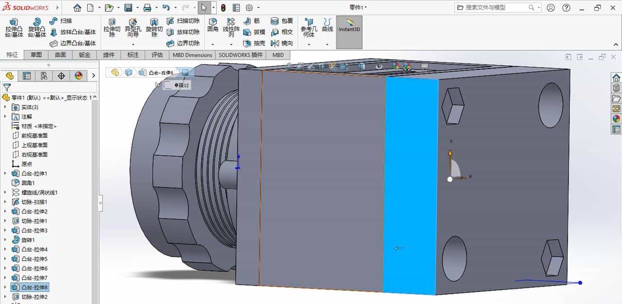 solidworks指示灯（德力西电气LD11-25 ）建模练习