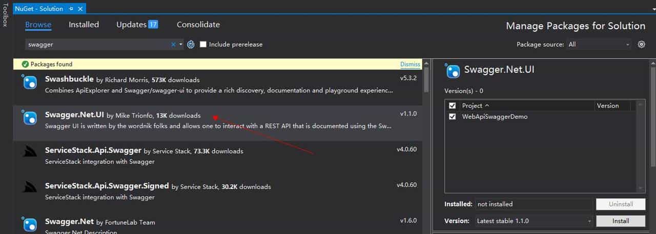 WebApi 集成 Swagger