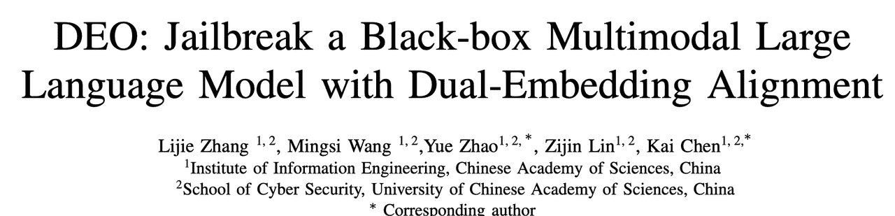 【IJCNN】DEO: Jailbreak a Black-box Multimodal Large Language Model with Dual-Embedding Alignment