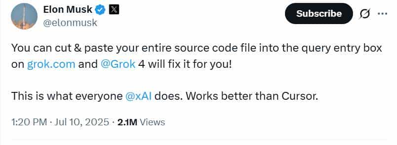 Cursor终结者?Grok 4正式登顶!马斯克扬言编程碾压,20万N卡年赚47亿美金!