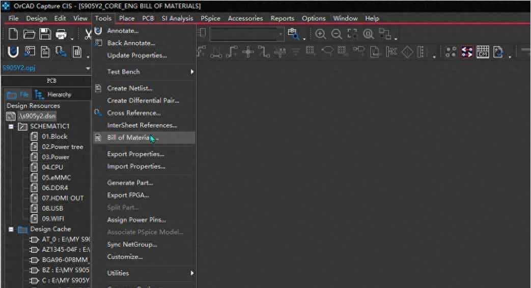 Orcad 导出材料清单的两个途径