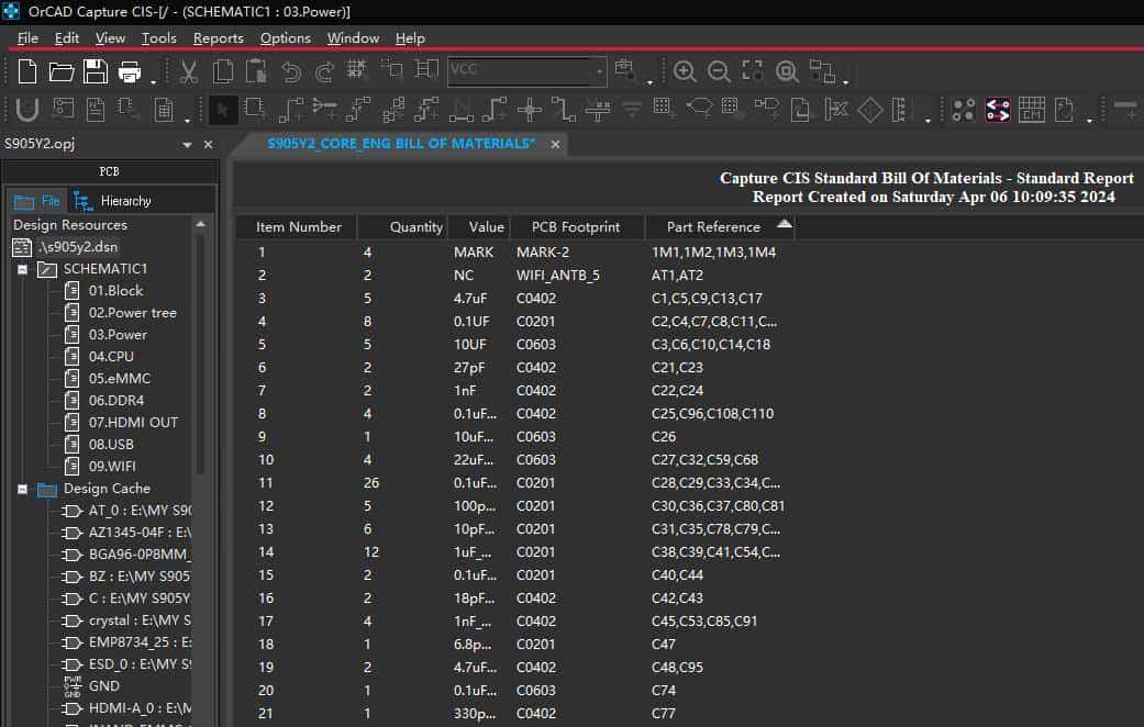 Orcad 导出材料清单的两个途径