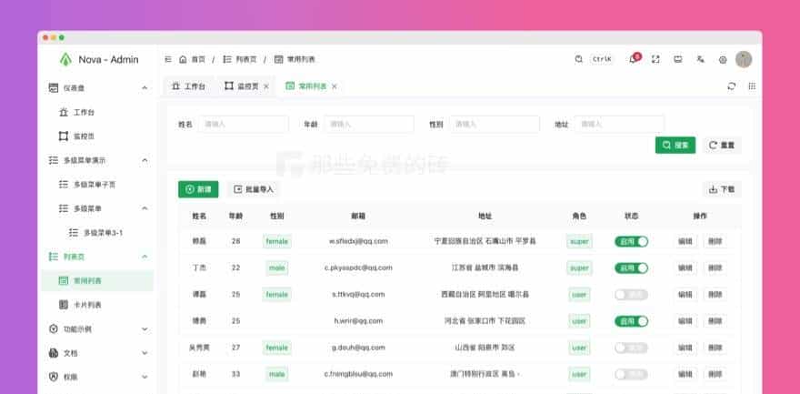 Nova Admin - 简洁干净、免费开源的后台管理系统,基于Vue3 / TS