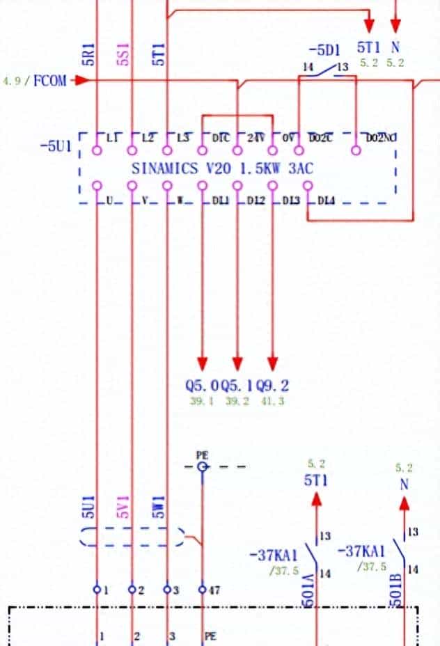 西门子v20变频器控制转盘正反转接线与参数设置