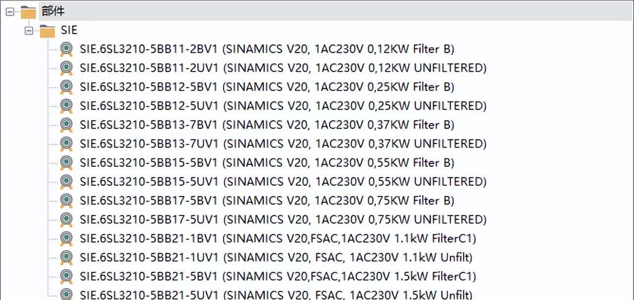 EPLAN部件库-西门子-SINAMICS V20 1AC230V 1.5KW以下变频器