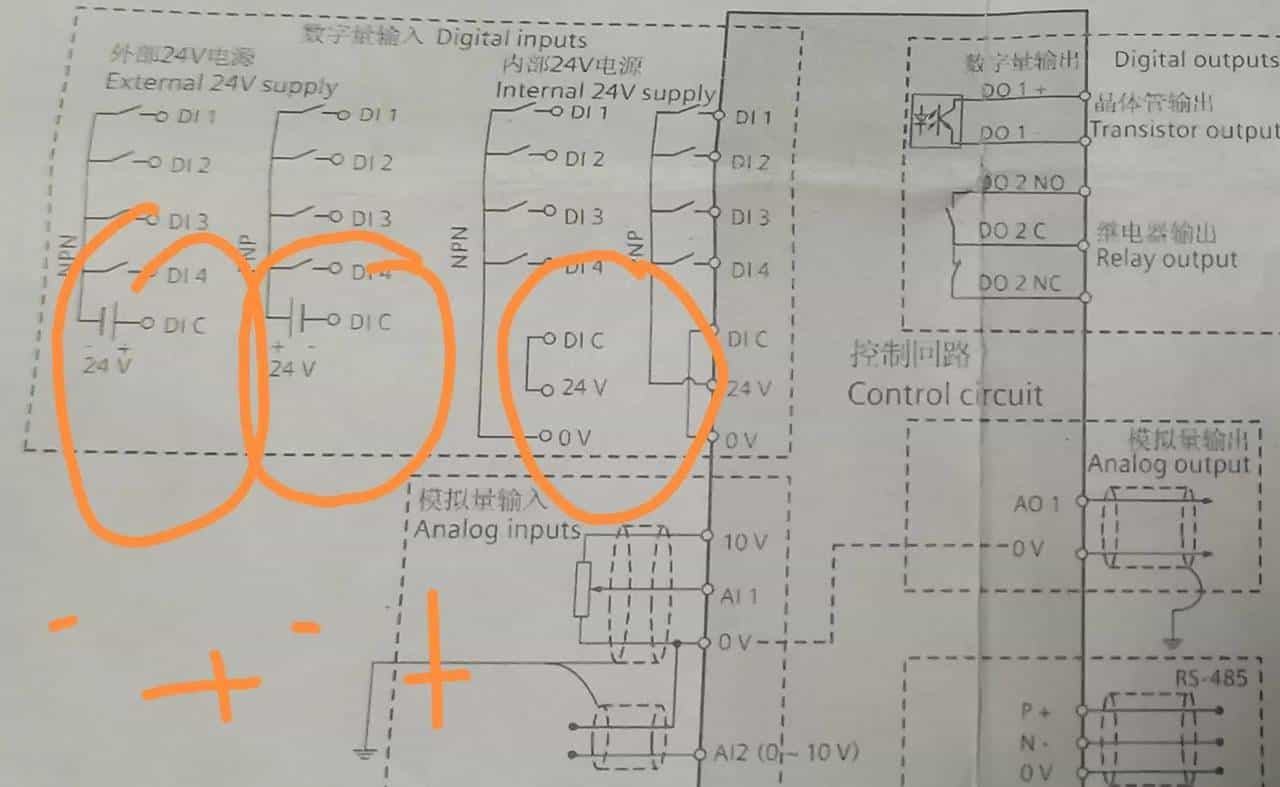 浅析变频器数字量输入的两种接线方式
