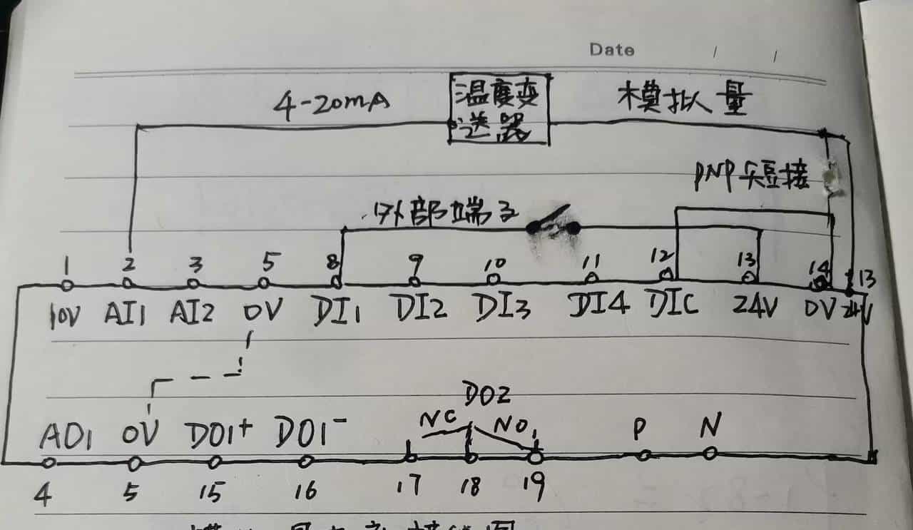 西门子V20变频器电流模拟量如何控制电机变速？