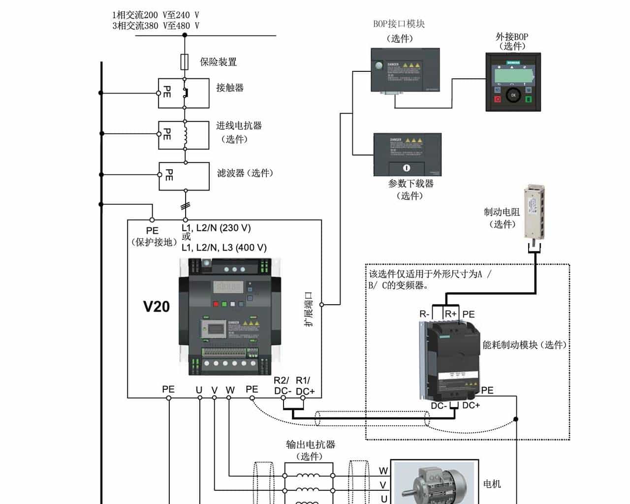 西门子V20变频器快速调试IO控制
