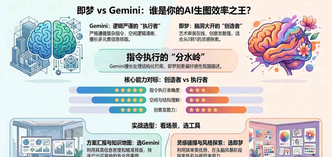 即梦 vs Gemini实测：谁才是超级个体的AI生图效率之王？