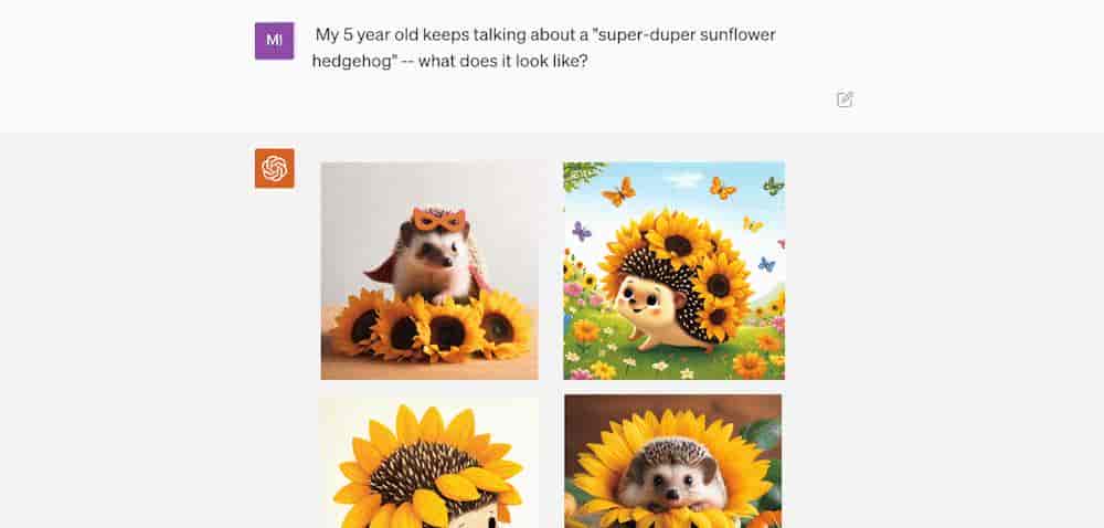 OpenAI扔出DALL·E 3！能画画的ChatGPT要来了：简单提示，讲出“超级向日葵刺猬”连环画