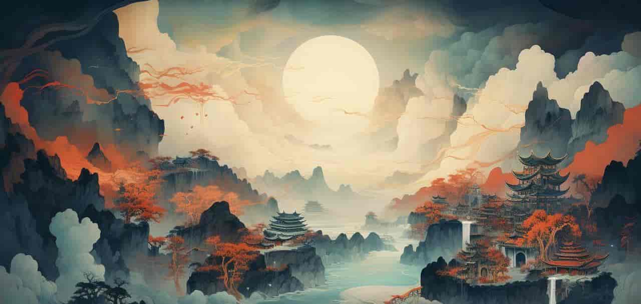 Midjourney制作中国古风的山水图