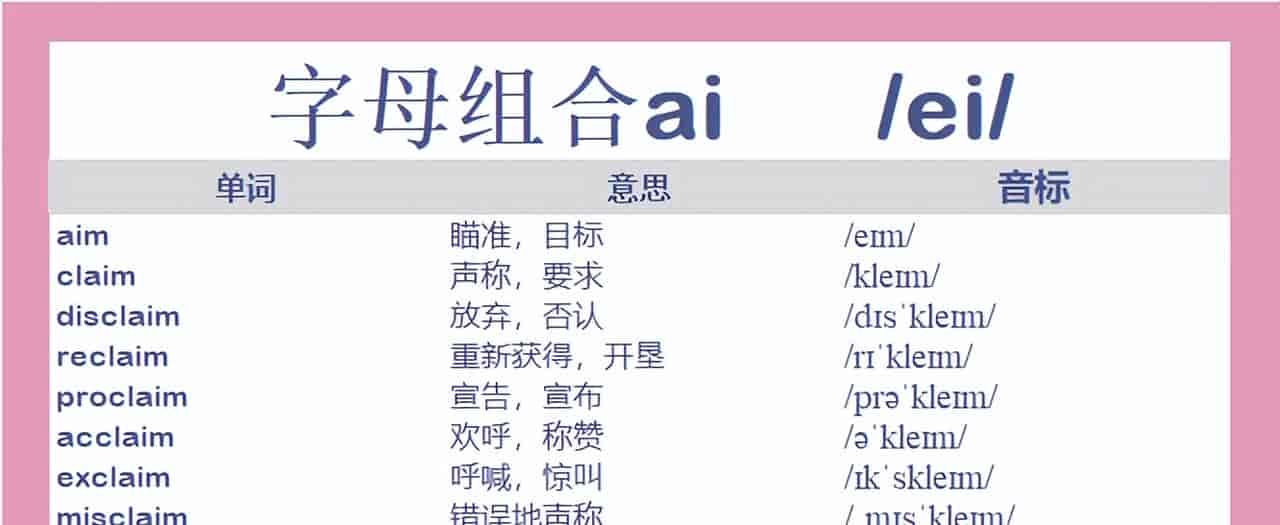 记单词: 含ai的常见单词汇总