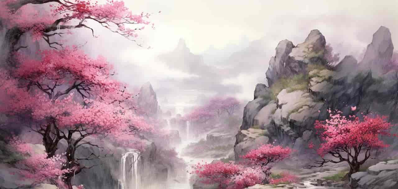 Midjourney制作中国古风的山水图