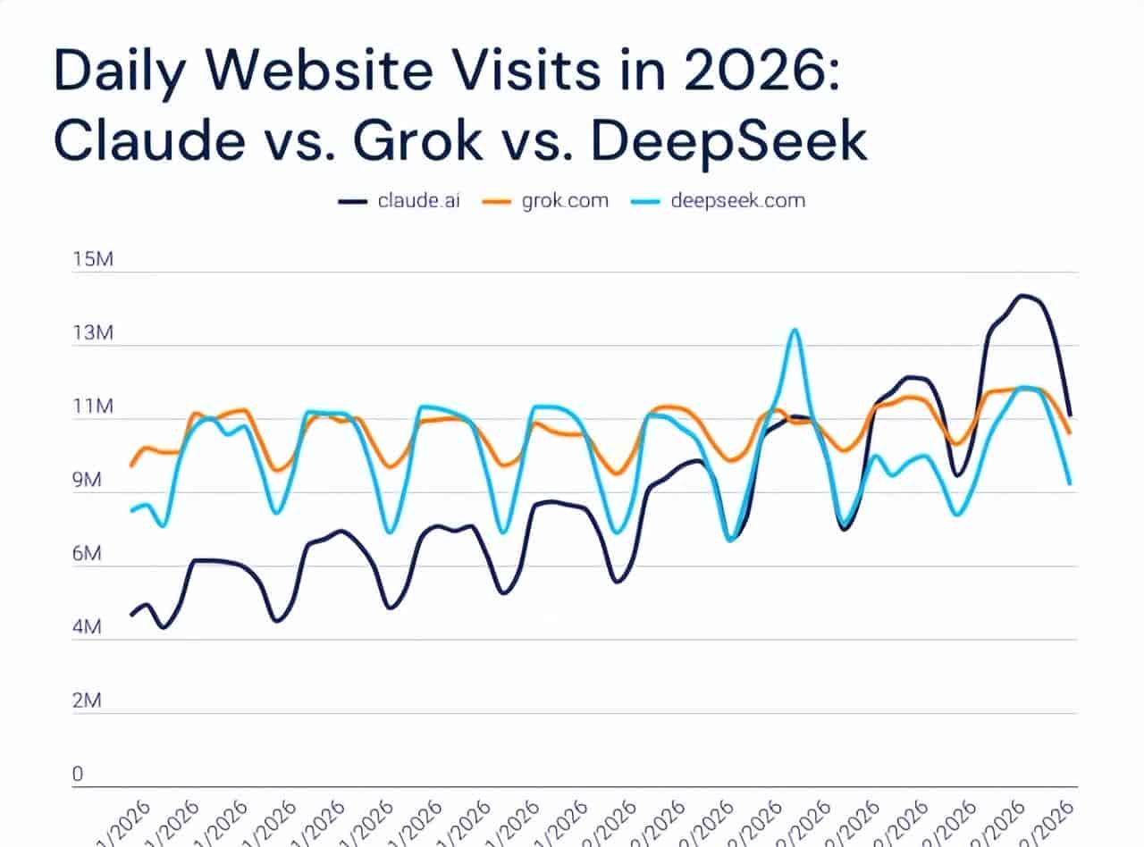 Claude网站在与美国政府对抗后，流量首次超越Grok和DeepSeek