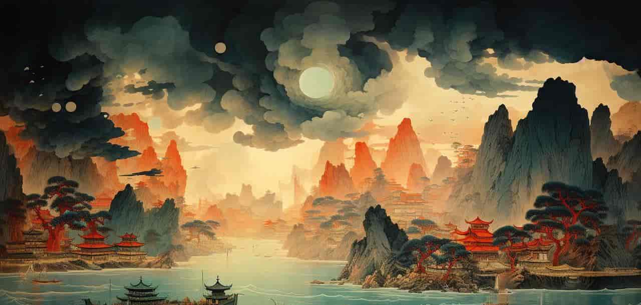 Midjourney制作中国古风的山水图