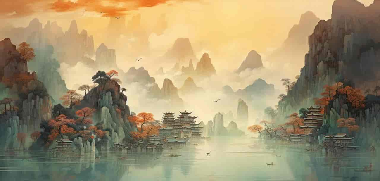 Midjourney制作中国古风的山水图
