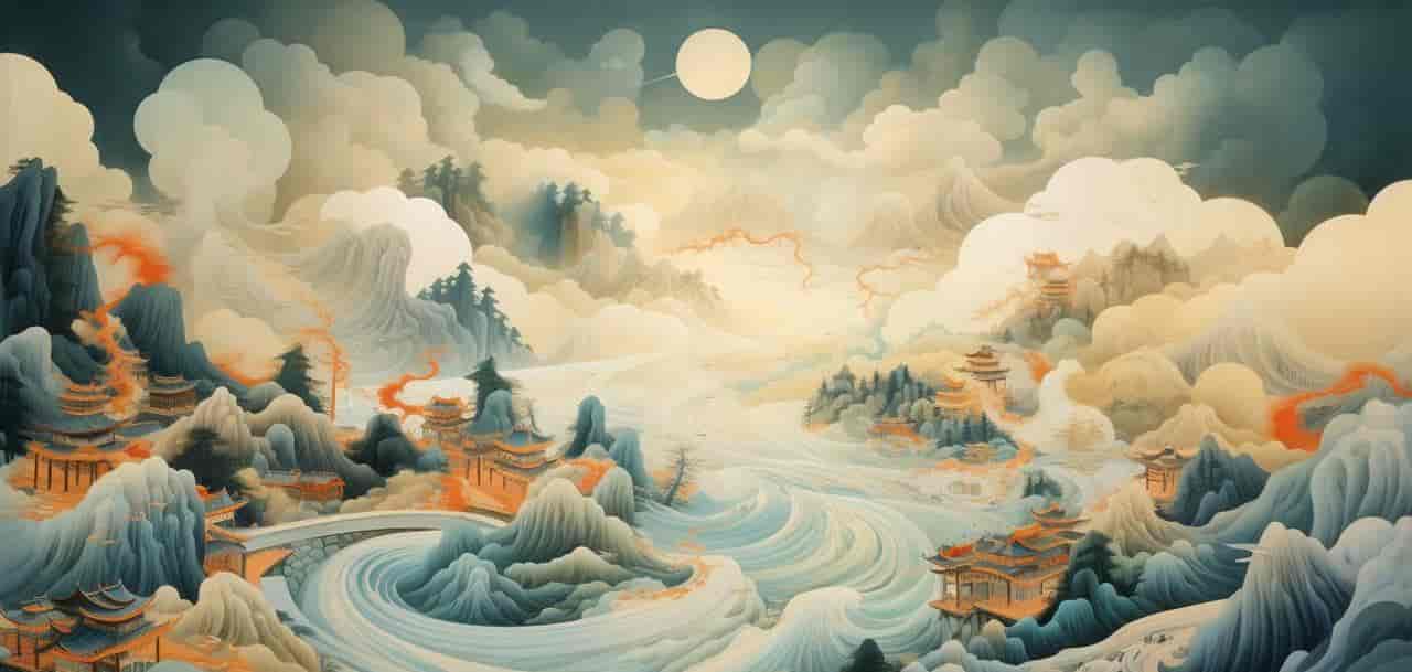 Midjourney制作中国古风的山水图