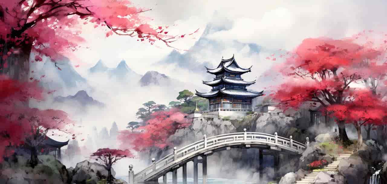 Midjourney制作中国古风的山水图