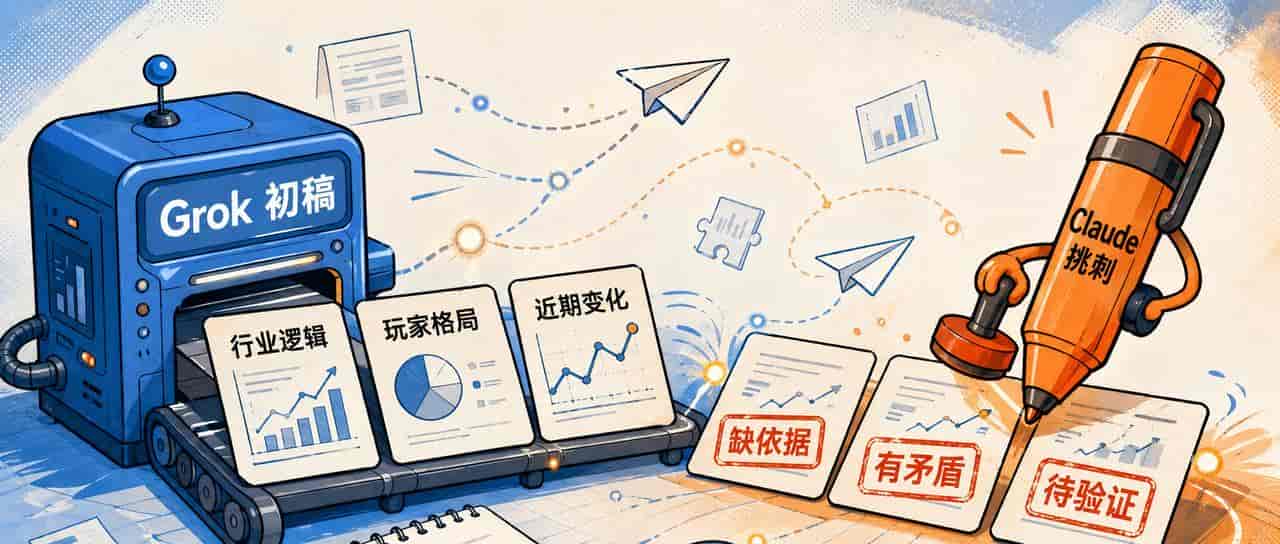 同一份行研，先让Grok跑，再让Claude挑刺，结果更稳
