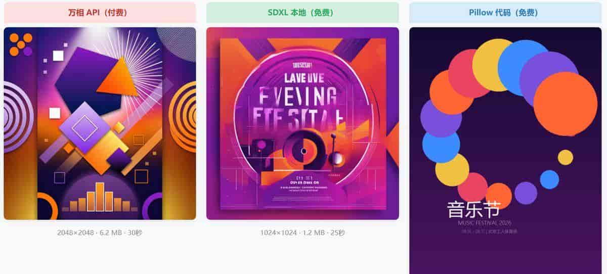 本地AI图像生成实测：SDXL、Pillow代码与付费API的三方案对比