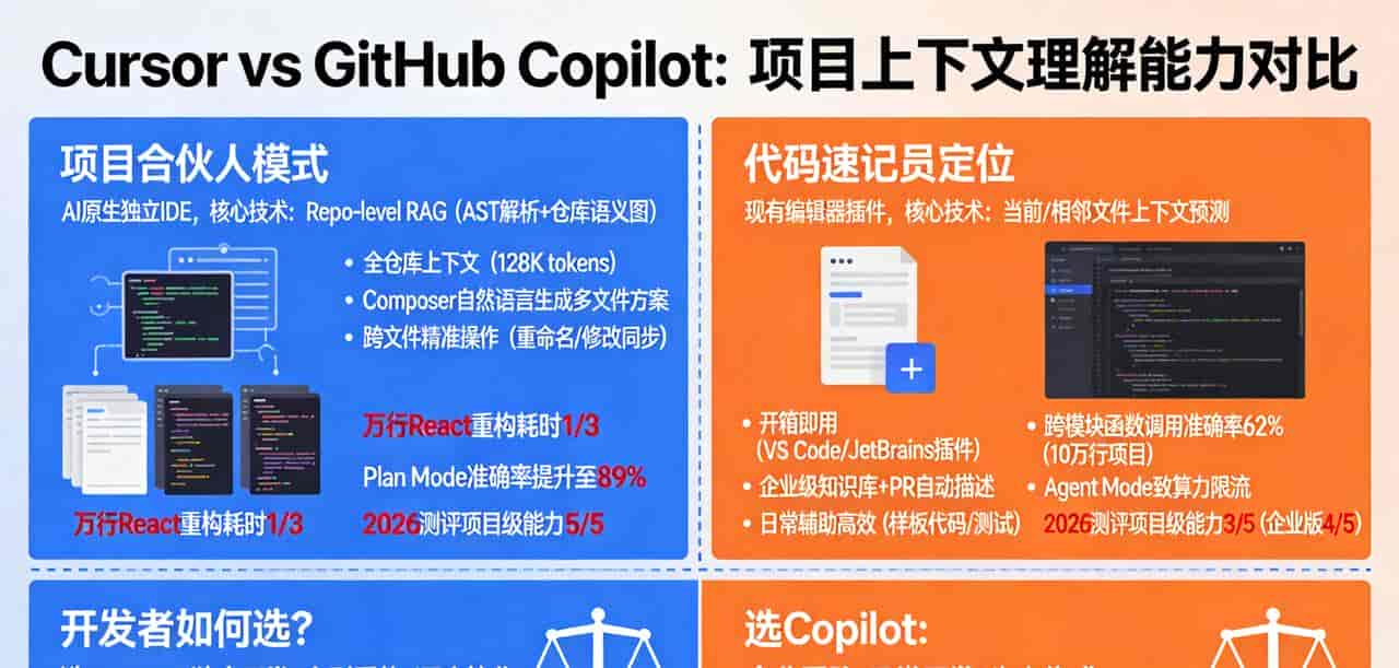Cursor满分Copilot3分：AI编程助手谁更懂你的项目？
