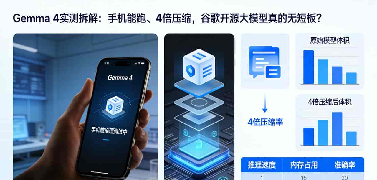 Gemma 4实测拆解:手机能跑、4倍压缩,谷歌开源大模型真的无短板