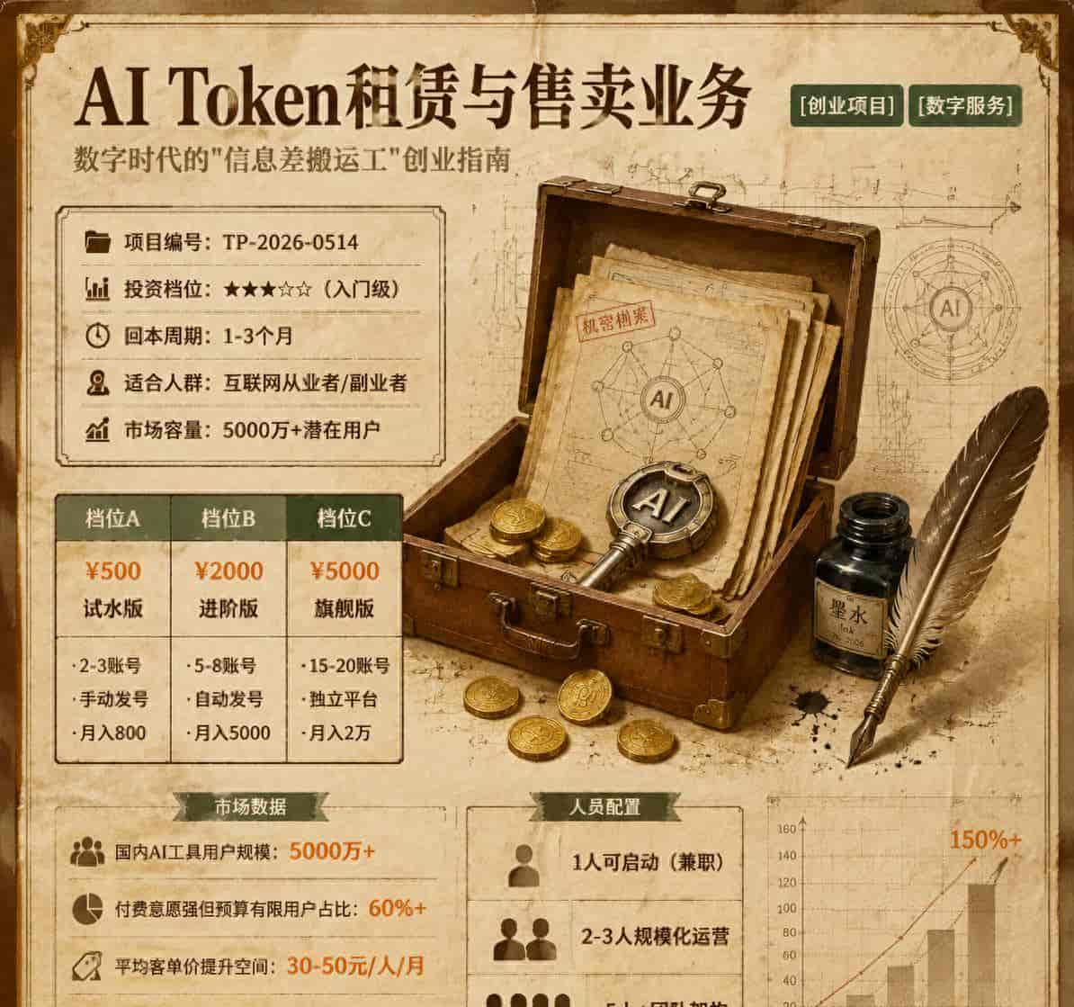 每日搞钱图解|AI Token租赁:零成本躺赚信息差的数字生意