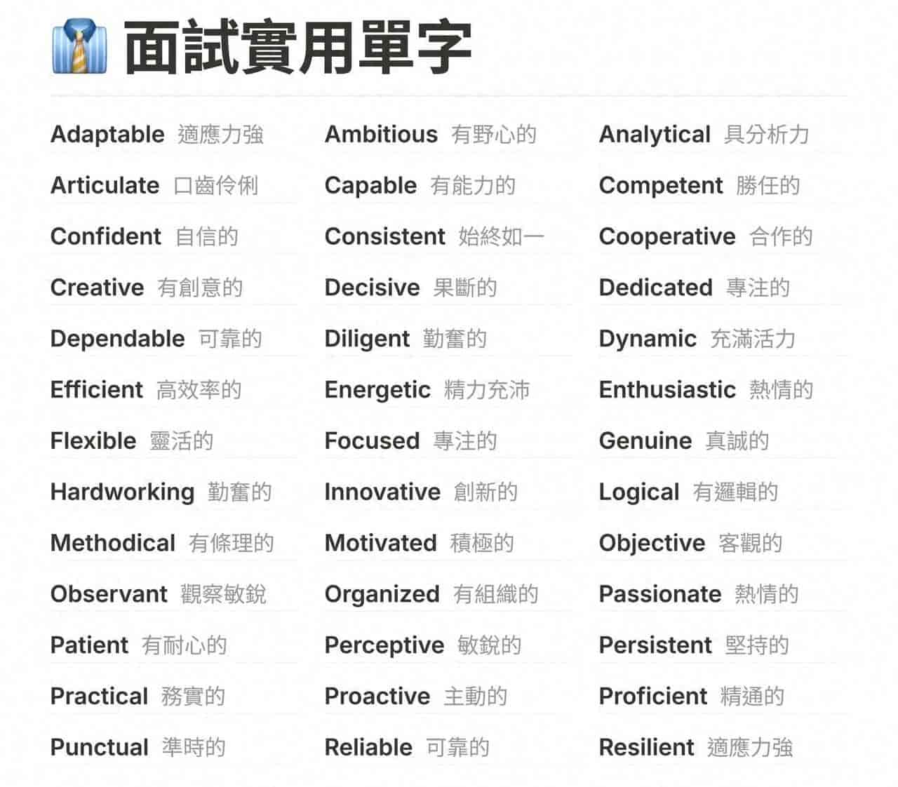 别再用“Good”夸自己了!63个面试形容词,让HR眼前一亮