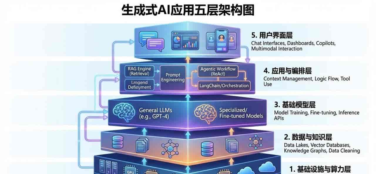 AI Agent应用五层架构图