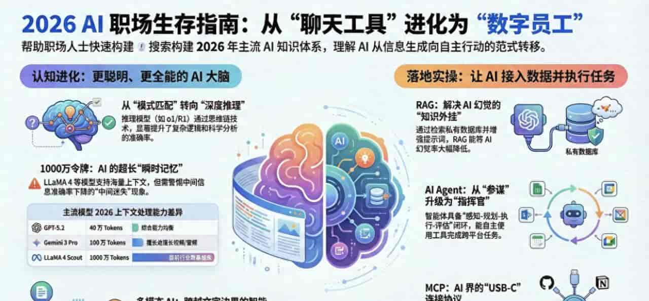 2026 AI职场生存指南:帮你构建主流 AI知识体系,听不懂,正被淘汰