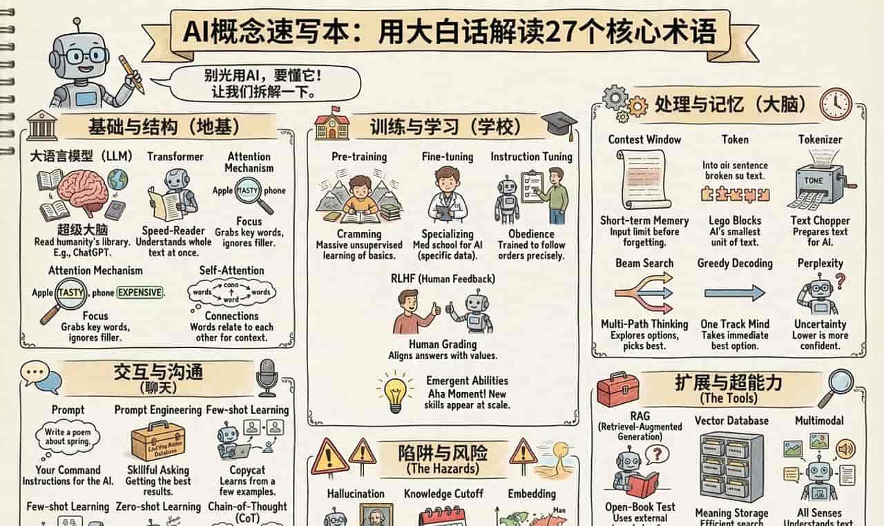 大白话读懂AI的27个大语言模型核心概念