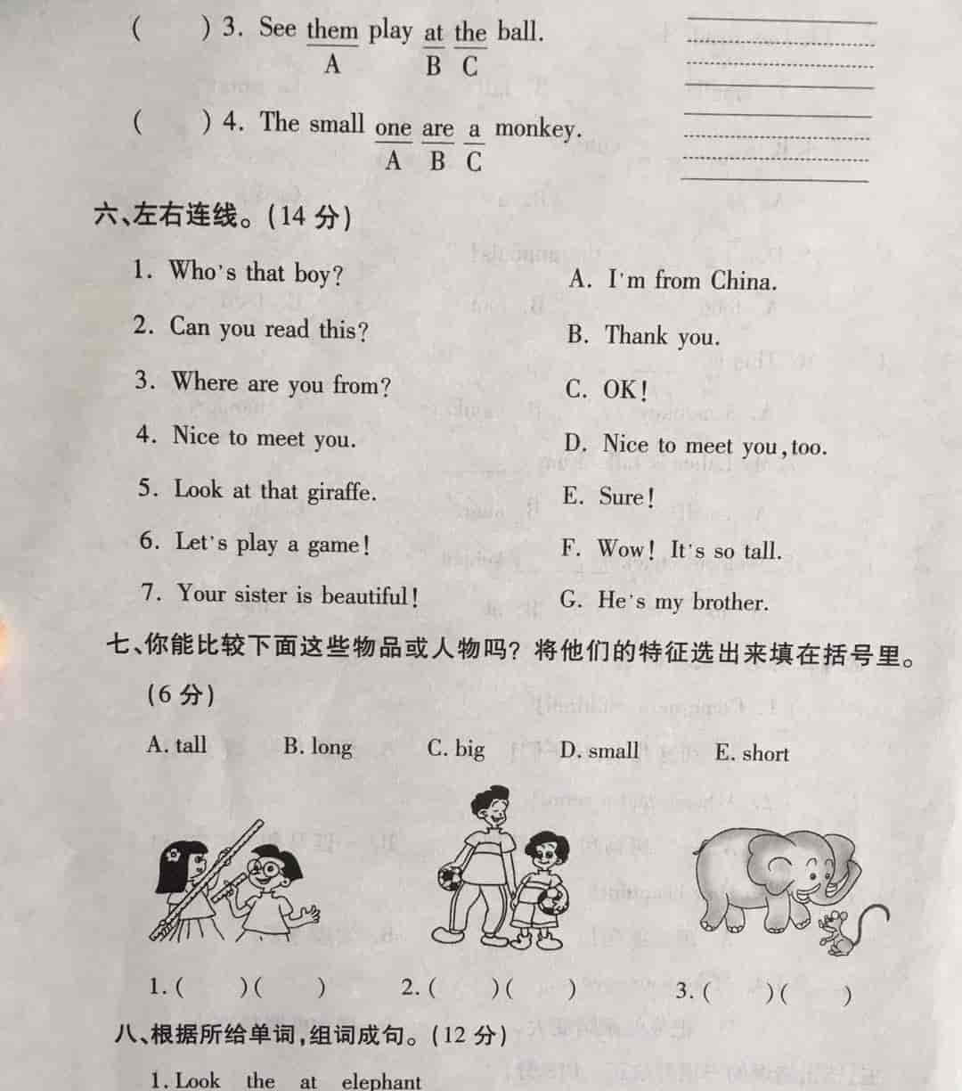 三年级英语下册第三单元测试,以动物的学习为主,动物单词不好记