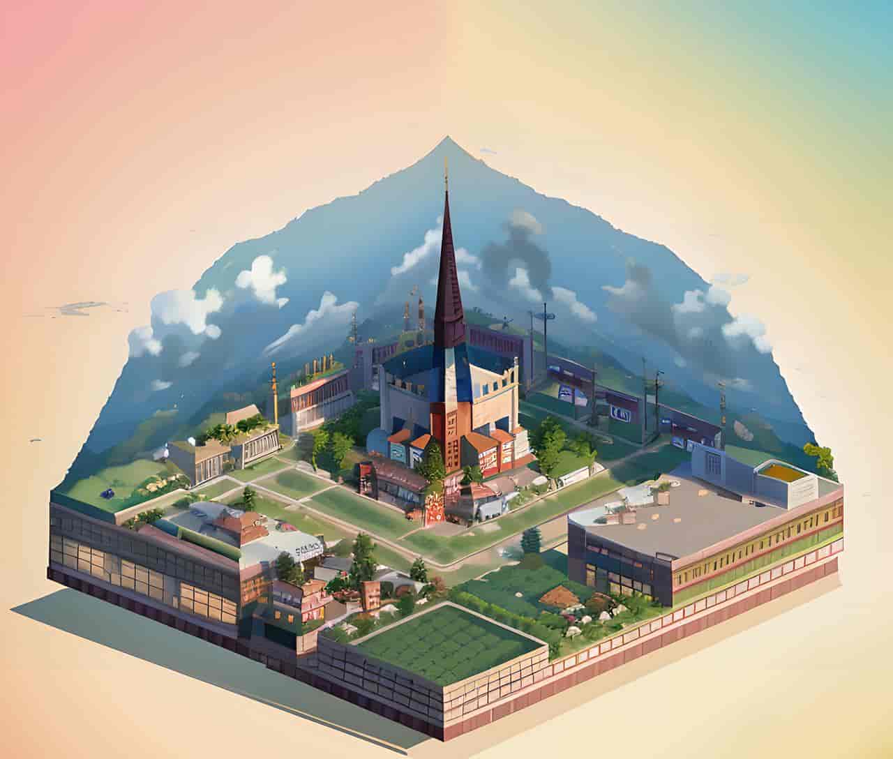 AI(StableDiffusion) 微缩城镇模型图