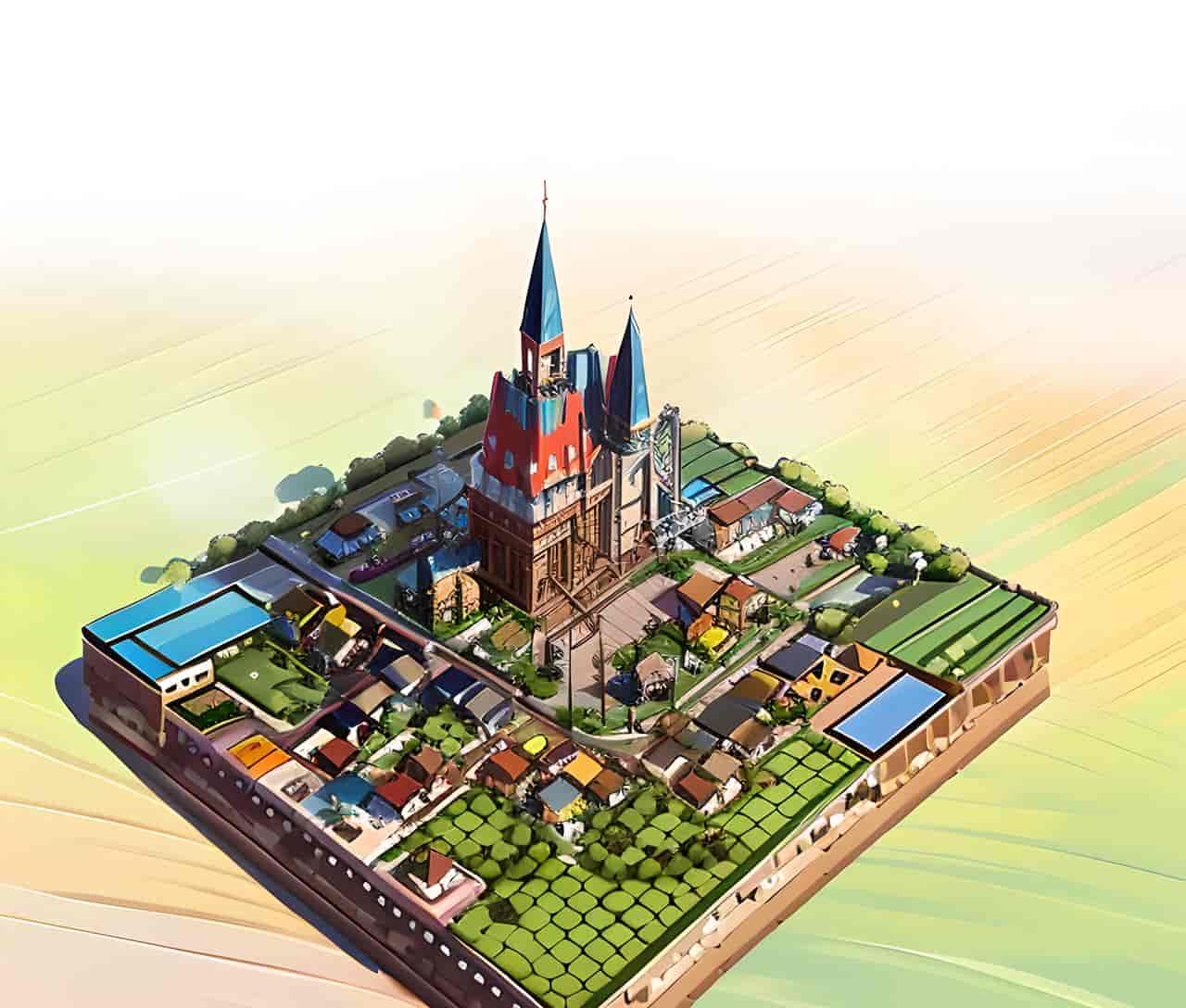 AI(StableDiffusion) 微缩城镇模型图