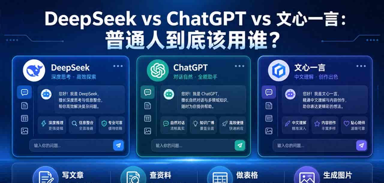 DeepSeek vs ChatGPT vs 文心一言:真实测评结果来了,到底该用谁?