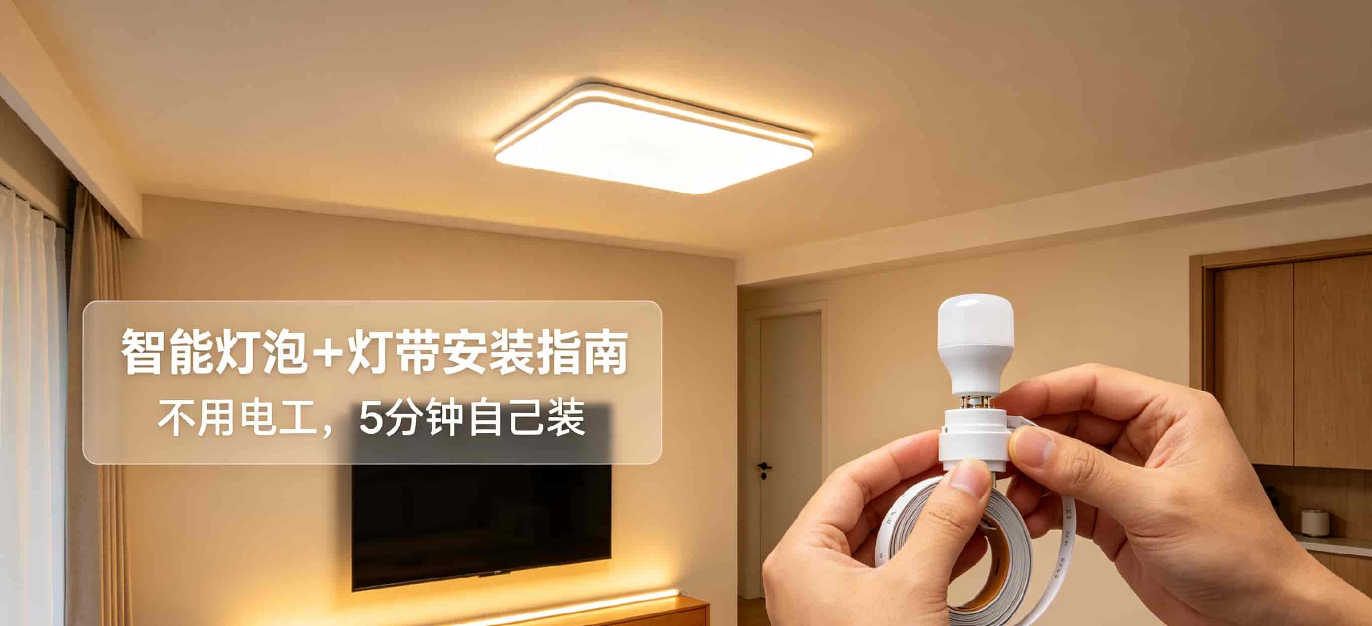 智能灯泡+灯带零基础安装教程!不用电工,自己动手打造全屋灯光