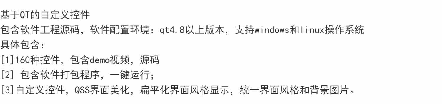 Qt控件源码160个(支持Qt4、Qt5、Qt6)资料