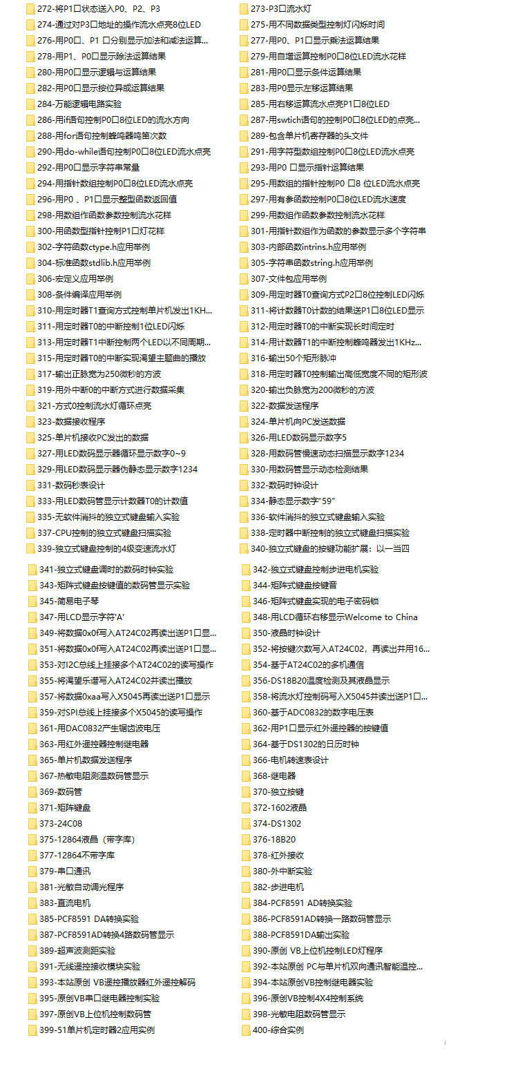 51单片机源码大全 keil源代码400例
